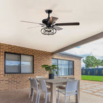 ZUN Low Profile Ceiling Fan with Lights,Blade Dark Wood 52-inch Ceiling Fan W1592P154143