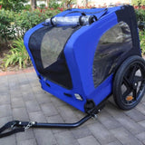 ZUN Blue High Quality 16 inch air wheel Pet Bike Trailer for Dogs Foldable Bicycle Pet Trailer 69956740