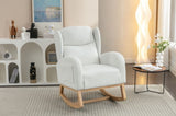 049-Teddy Fabric Rocking Chair With Packet Wood Legs,Ivory W527P147427