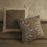 7 PC Pieced Faux Suede Comforter Set Natural Full B03596878