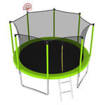 ZUN 12FT Trampoline Green for Kids & Adults with Basketball Hoop and Ball ,Recreational Trampolines with K1163139545