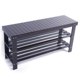 90cm Strip Pattern 3 Tiers Bamboo Stool Shoe Rack Coffee 43428147