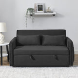 55" Modern Convertible Sofa Bed with 2 Detachable Arm Pockets, Velvet Loveseat Sofa with Pull Out W119363989
