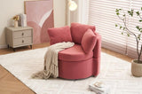 ZUN 029-Teddy Fabric Swivel And Storage Chair With Back Cushion For Living Room,Dark Pink W527P166250