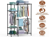 4 Tier Heavy Duty Garment Rack with 3 Hanging Rods, 463LBS Capacity Rolling Clothes Rack with 57122473
