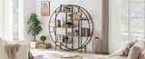Round 5-Tier Metal Plant Stand bookcase storage rack, Indoor Living Room Terrace Garden Balcony W116290852