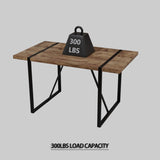 55 " dining table modern rural industrial rectangular MDF dark wood, 4-6 people, 1.5" thick W2189P168378