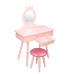 ZUN Children's Single Mirror Single Drawer Round Foot Dresser Pink 08591738