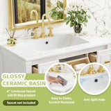 30'' Bathroom Vanity with Ceramic Sink Combo, Free Standing Single Vanity Set with 5 Drawers, Solid N710P247488K