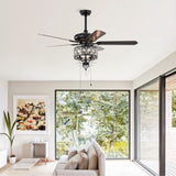 ZUN 52'' Shade Ceiling Fan Lamp With Remote Control,3 Speed ,4 Timing , 5 Reversible Blades W1592P192270