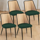 ZUN Green Rattan Dining Chairs Set of 4,Boucle Chairs with Natural Cane Back, Upholstered Dining Room W1164P218674