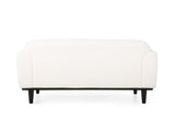 Boucl Fabric Loveseat Sofa - 50 Inch White Upholstered 2-Seater with Black Legs, Comfortable & N762P407898W