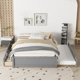 ZUN FULL BED WITH TWIN SIZE TRUNDLE AND TWO DRAWERS FOR GREY COLOR 05741249