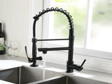 Commercial Kitchen Faucet Pull Down Sprayer Black and Nickel,Single Handle Kitchen Sink Faucet W1932P172303