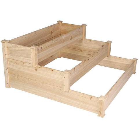 ZUN 3 Tier Raised Garden Bed Kit Wooden Planter Box Heavy Duty Solid Fir Wood W2181P154373