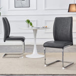 ZUN Luxury Simple Arch Chair - Set of 2 Dark Gray PU Material High Resilience Dining Chair with Arched W1151P154867