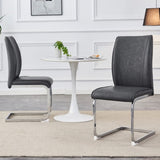 ZUN Luxury Simple Arch Chair - Set of 2 Dark Gray PU Material High Resilience Dining Chair with Arched W1151P154867