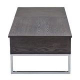 ZUN Grey Oak and Chrome Coffee Table with Lift Top B062P189218