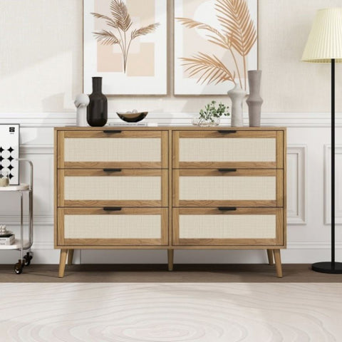 ZUN Modern 6 Drawer Dresser Wood Cabinet W68894715