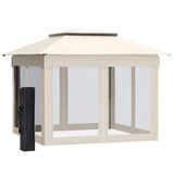 ZUN 11ft x 11ft Pop Up Canopy, Outdoor Patio Gazebos Shelter Beige-AS （Prohibited by 58392185