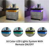 Nightstand LED Bedside Table Cabinet Lights Modern End Side with 2 Drawers for Bedroom W2178138727
