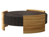 31.50" Modern Colorblocked Striped Coffee Table with Flip Top Storage Coffee Table - Natural Wood W757P383549