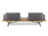 Outdoor Acacia Wood 2 Seater Sofa with Metal Legs for Garden Patio 62255.00TFNH
