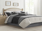 7 Piece Faux Suede Comforter Set Black Cal King B03597217