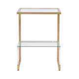 Golden Side Table, 2-Tier Acrylic Glass End Table for Living Room&Bedroom W1071106954