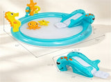 Kids Inflatable Marine Life Spray Pool with Slide & RingToss Game, PVC Outdoor Water Play Center 69496282