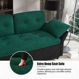 Convertible Pull Out Sofa Bed Queen Size, 3-in-1 Convertible Sleeper Couch with Thicked Cushions and W3163P269679