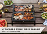 16.3 in Compact Portable Charcoal Grill, Small Two-Side Tabletop BBQ Grill with 2 Grates, Ash Trays, 20236057