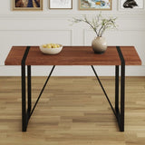 Industrial Rectangular Walnut Color Wood Grain Dining Table for 4-6 people with 1.5 inch thick W1151P209830