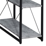 Grey and Black Office Desk with Open Shelves and Hutch B062P184527