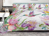 Colorful Bird Flower Design Quilt Set 3 Pieces King Size Soft Warm Bedding Set Include 1 Quilt And 2 15988841