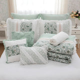9 Piece Cotton Percale Comforter Set Aqua King B03596965
