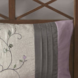 Embroidered 7 Piece Comforter Set Purple Queen B03596941