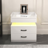 ZUN 1 Set Nightstand with Adjustable LED Strip Light, 2-drawers, Large Storage Space, Suitable for W368P239008