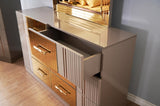 Gold Detailed Dresser made with Wood in Gray B00957544