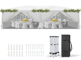 10'x20' Instant Pop Up Canopy Tent White, 6 Side Panels 2 Doors 4 Mesh Windows, 28/22mm Powder 16932218