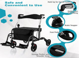 Foldable Rollator Walker with 8" Wheels Handbrake Storage Bag Cane Holder for Seniors & 64661488