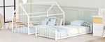 ZUN Twin Over Twin Metal Bunk Bed With Slide,Kids House Bed White MF313919AAK