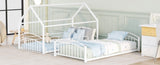 ZUN Twin Over Twin Metal Bunk Bed With Slide,Kids House Bed White MF313919AAK