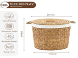 145L Round Laundry Hamper with Lid, Woven Natural Water Hyacinth Laundry Hamper 04563710
