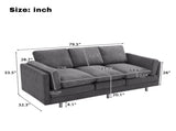 Modern 3-seater Sofa 79.5" Sofa Couch Upholstered Sofa with Dual-layer Seat Cushions for Living N763P351754E