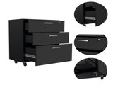 Medford 3-Drawer Rectangle Chest with Caster Black Wengue B06280346
