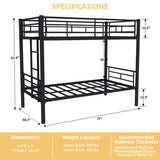 Twin Over Twin Metal Bunk Bed for Kids Boys Girls,Metal Structure Bedframe with Ladders & W1935P279723