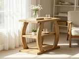 23.6" End Table, 3-Tier Farmhouse Side Table with Geometric Metal Frame, Rustic Accent Table for 64805128