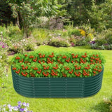 842ft Raised Garden Bed, Oval Galvanized Outdoor Planter Box, Metal Garden Bed for Planting 25828807
