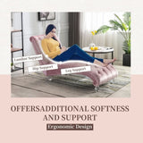 COOMORE Velvet Chaise Lounge Indoor,Button-Tufted Upholstered Chaise Lounge Chair with Pillow for W39538676